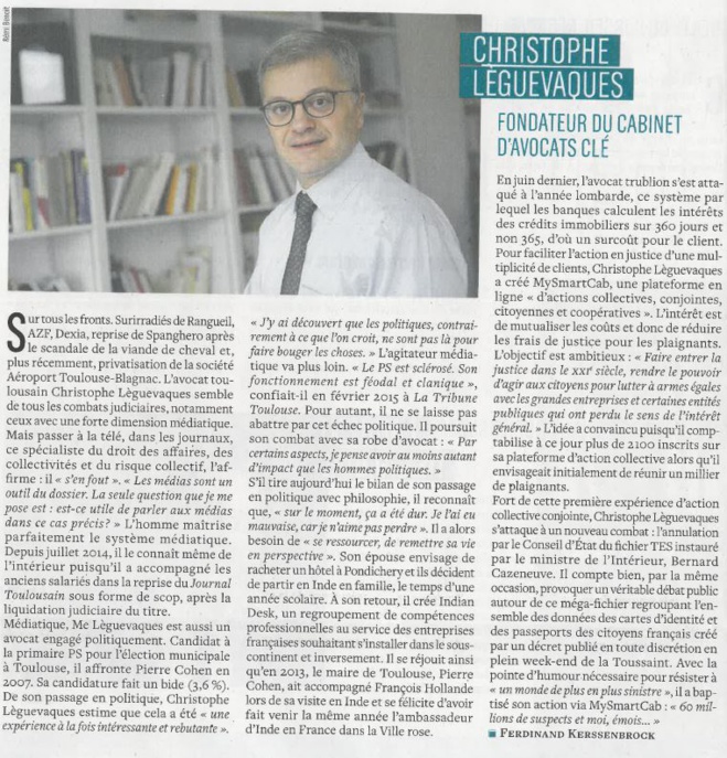 Christophe Lèguevaques classé dans les "40 qui font Toulouse"