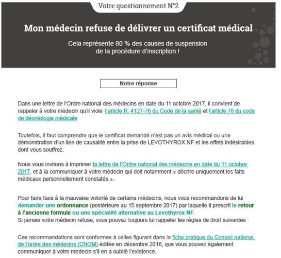 #LEVOTHYROX - Votre médecin peut il refuser d'émettre un certificat médical ? NON !