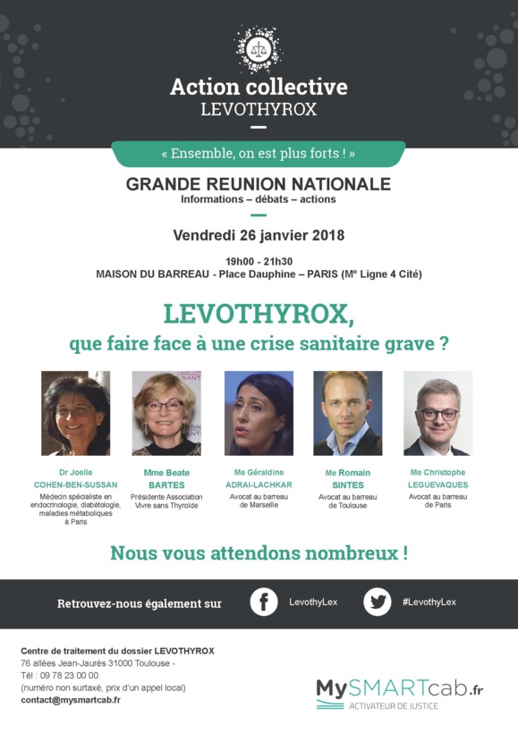 #LEVOTHYROX - Que faire face à une crise sanitaire grave ? Réunion-débat Vendredi 26 janvier 2018 #Paris #LEVOTHYROX - Que faire face à une crise sanitaire grave ? Réunion-débat Vendredi 26 janvier 2018 #Paris