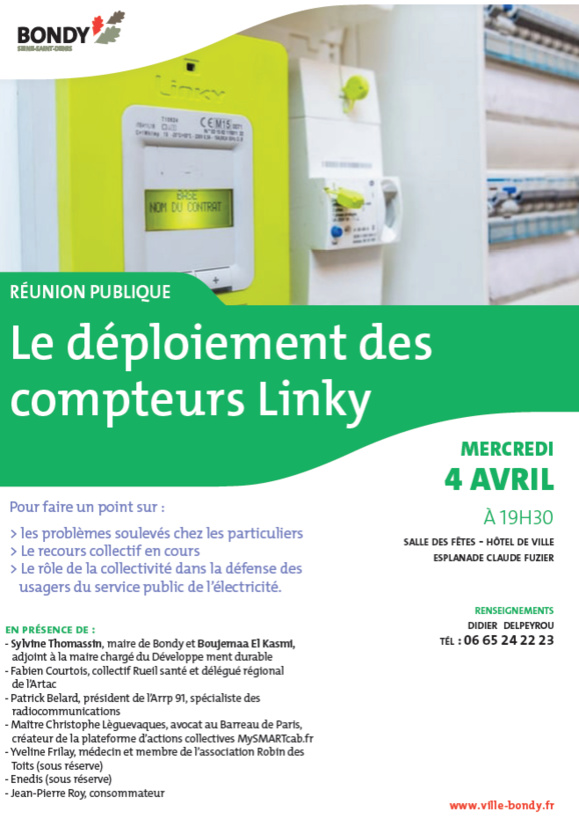 #LINKY - Réunion publique à #BONDY - 4 avril 2018