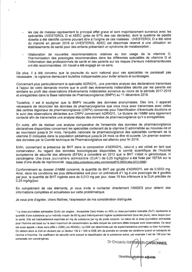 Vitamine D : réponse de l'ANSM à notre interpellation Vitamine D : réponse de l'ANSM à notre interpellation
