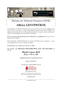 #LEVOTHYROX : le jugement dans le dossier "défaut d'information" sera rendu le mardi 5 mars 2019 après-midi #LEVOTHYROX : le jugement dans le dossier "défaut d'information" sera rendu le mardi 5 mars 2019 après-midi