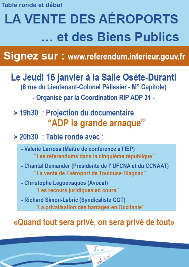 Audition des interventions lors de la conférence contre les privatisations