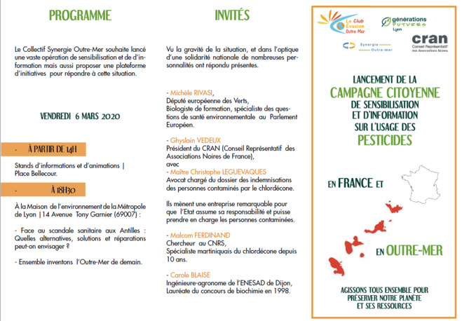 #Chlordecone : conférence-débat à LYON le Vendredi 6 mars 2020