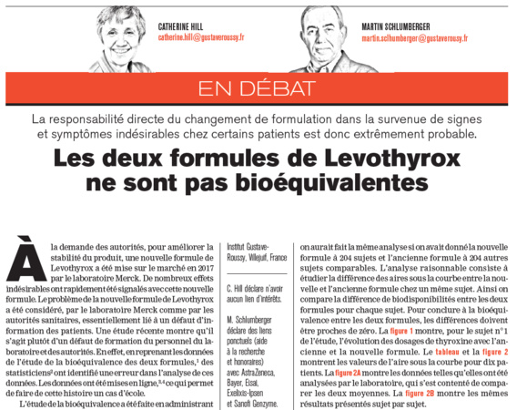 Levothyrox : ne pas confondre biéquivalence et interchangeabilité Levothyrox : ne pas confondre biéquivalence et interchangeabilité