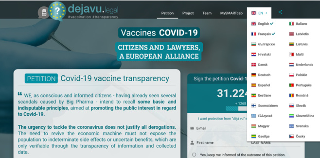 Présentation de l'action collective européenne dejavu.legal : transparence sur les contrats et les données brutes des vaccins anti-covid19 Présentation de l'action collective européenne dejavu.legal : transparence sur les contrats et les données brutes des vaccins anti-covid19