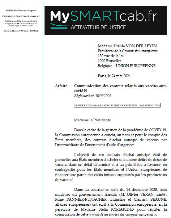 COVID19 – Vaccins – Transparence : Des citoyens européens exigent d’avoir accès aux contrats et aux données brutes des dossiers d’AMM conditionnelle COVID19 – Vaccins – Transparence : Des citoyens européens exigent d’avoir accès aux contrats et aux données brutes des dossiers d’AMM conditionnelle