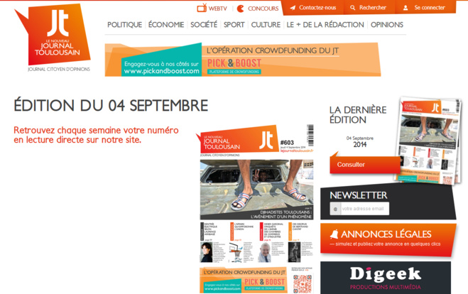 Le JOURNAL TOULOUSAIN est à nouveau dans les kiosques : une nouvelle aventure commence Le JOURNAL TOULOUSAIN est à nouveau dans les kiosques : une nouvelle aventure commence