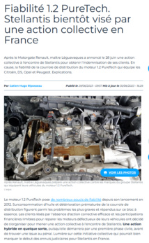 STELLANTIS - Moteur Puretech : une action collective en préparation STELLANTIS - Moteur Puretech : une action collective en préparation