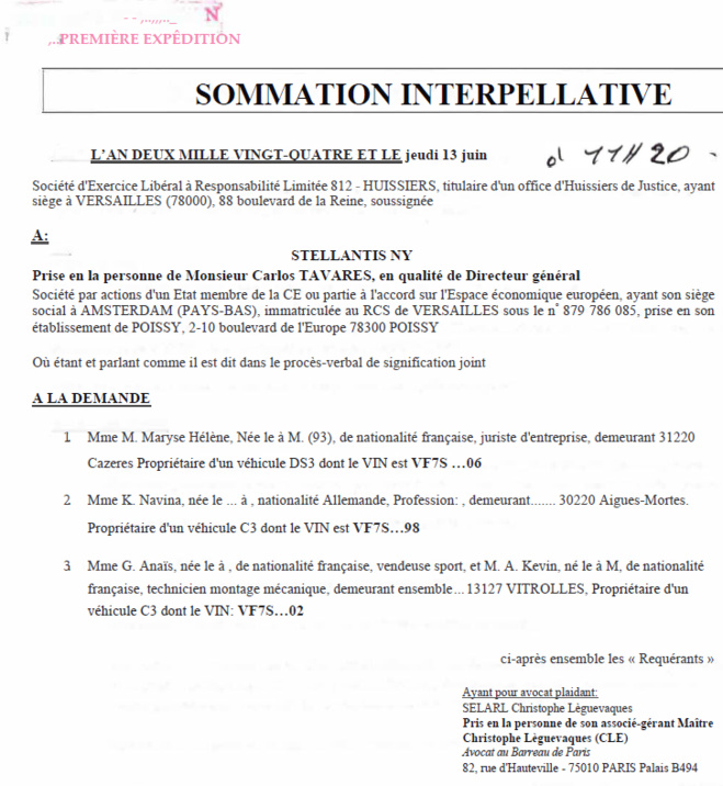 Airbag TAKATA : Stellantis et Citroën n'ont toujours pas répondu à la sommation interpellative 8 jours après sa délivrance Airbag TAKATA : Stellantis et Citroën n'ont toujours pas répondu à la sommation interpellative 8 jours après sa délivrance