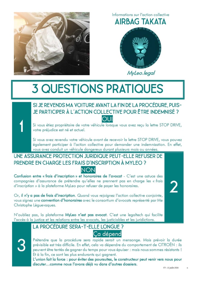 #Airbag #Takata : 3 questions pratiques sur l'action collective 
