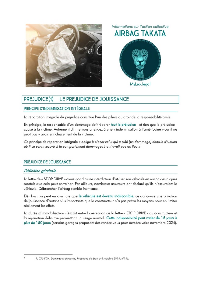 #Airbag #Takata : quels préjudices peuvent-ils être indemnisés #Airbag #Takata : quels préjudices peuvent-ils être indemnisés