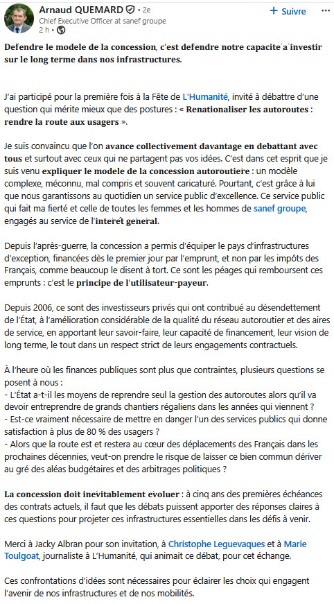 Autoroute : dialogue avec le DG de la SANEF