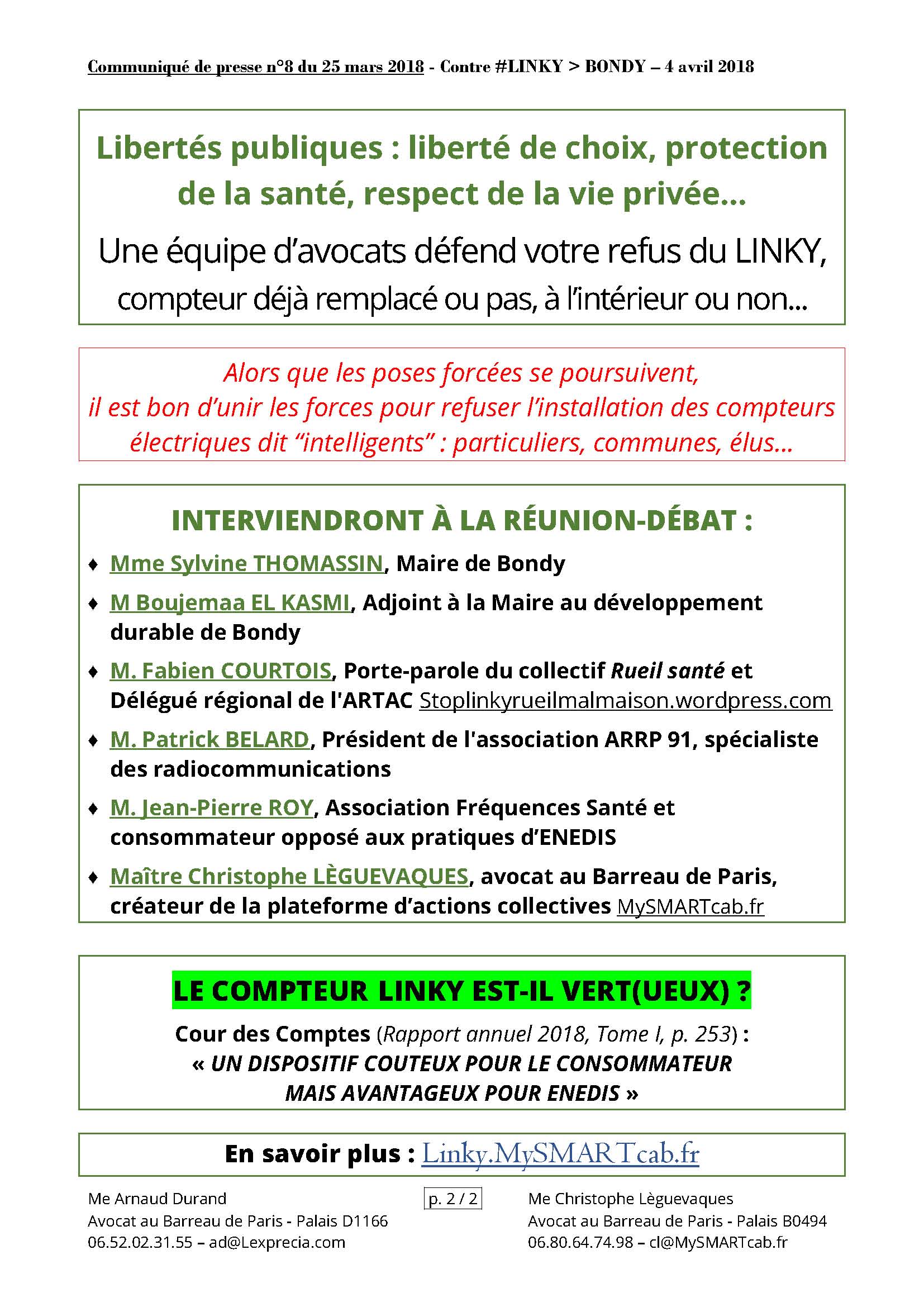 #LINKY - Réunion publique à #BONDY - 4 avril 2018