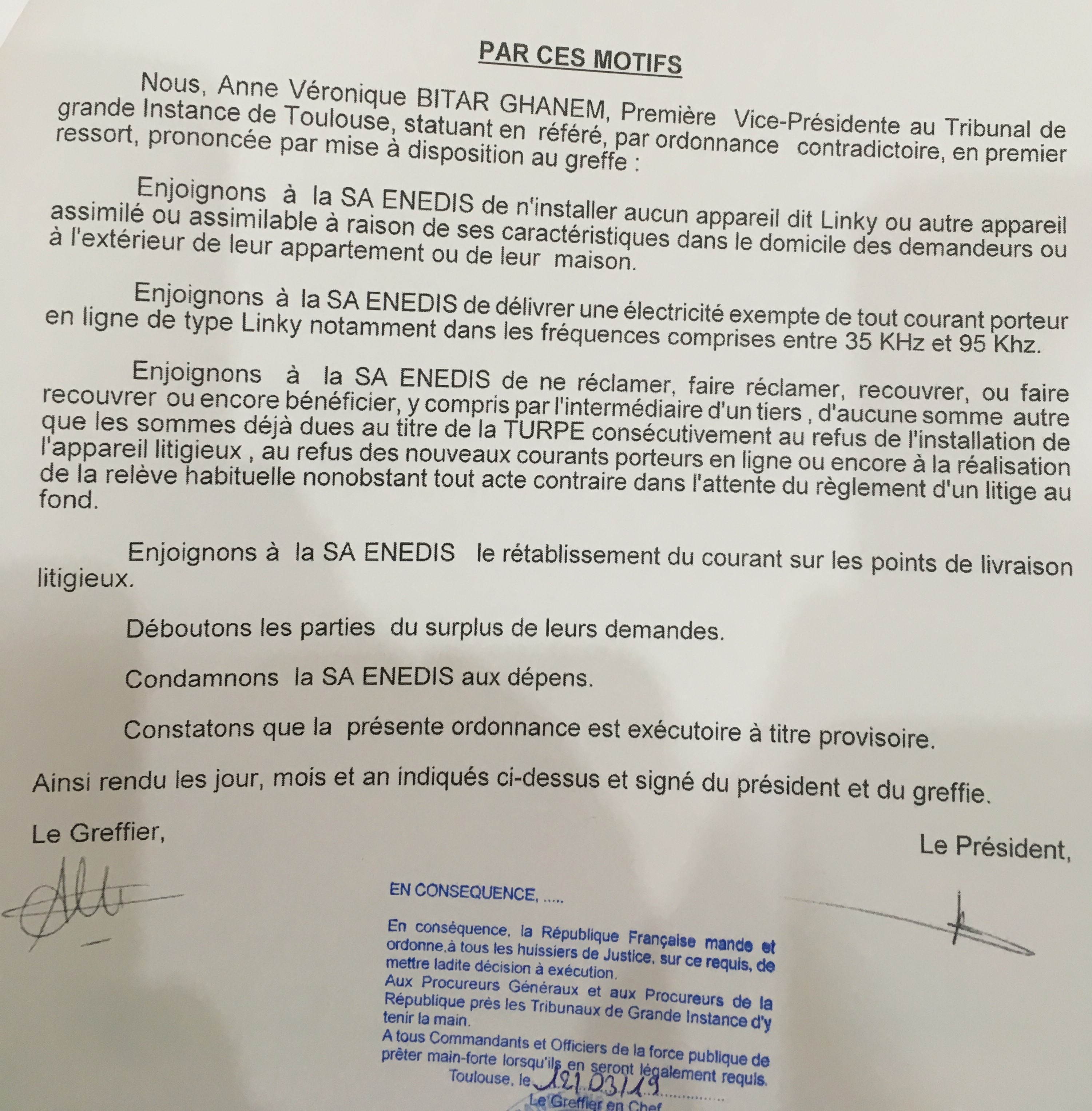 #LINKY - Un premier pas : le juge des référés du TGI de Toulouse protège les EHS/victimes des ondes