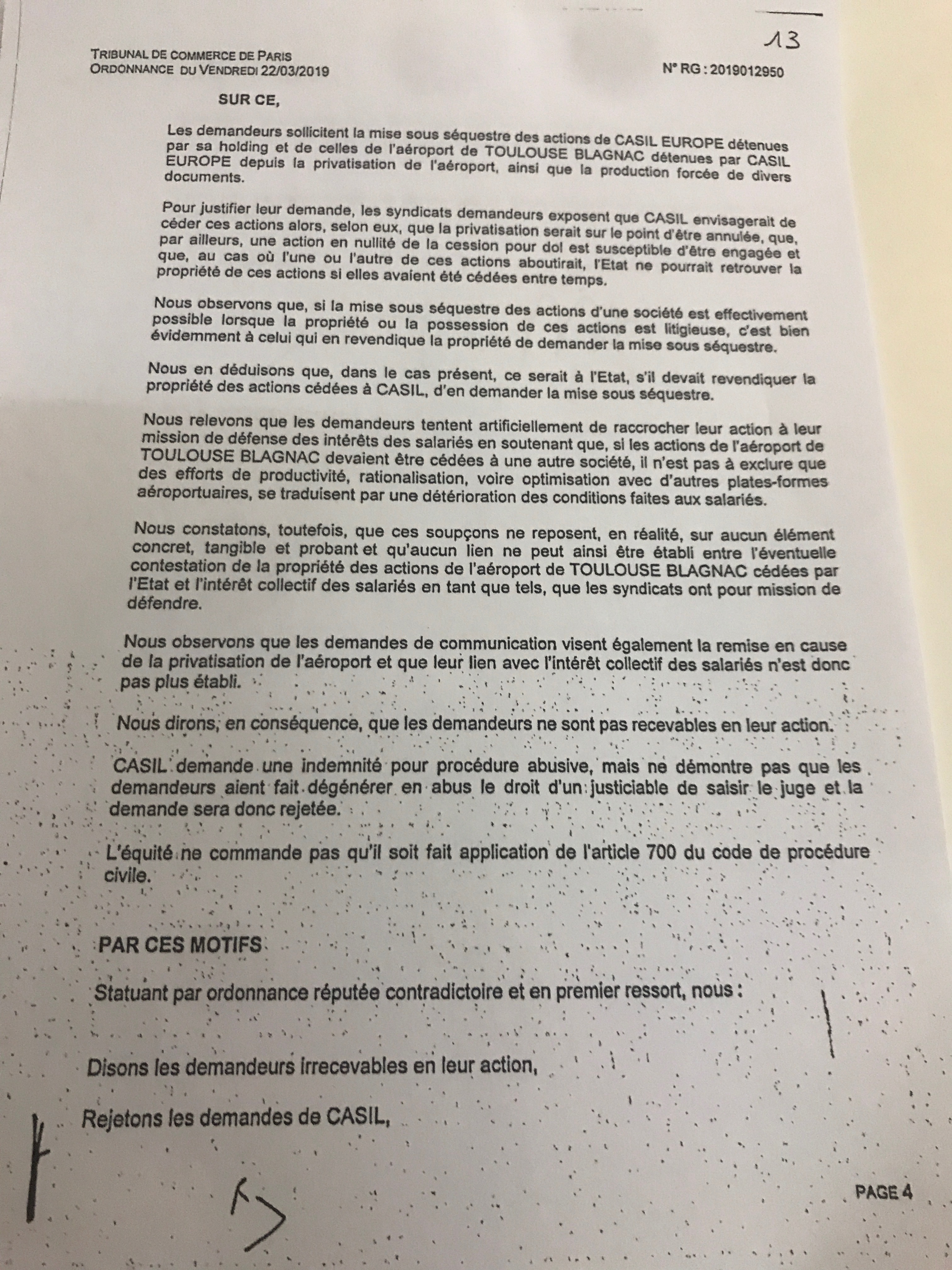 Aeroport Toulouse Blagnac : le juge des référés refuse le séquestre parce que les syndicats ne seraient "pas recevables" en leur action