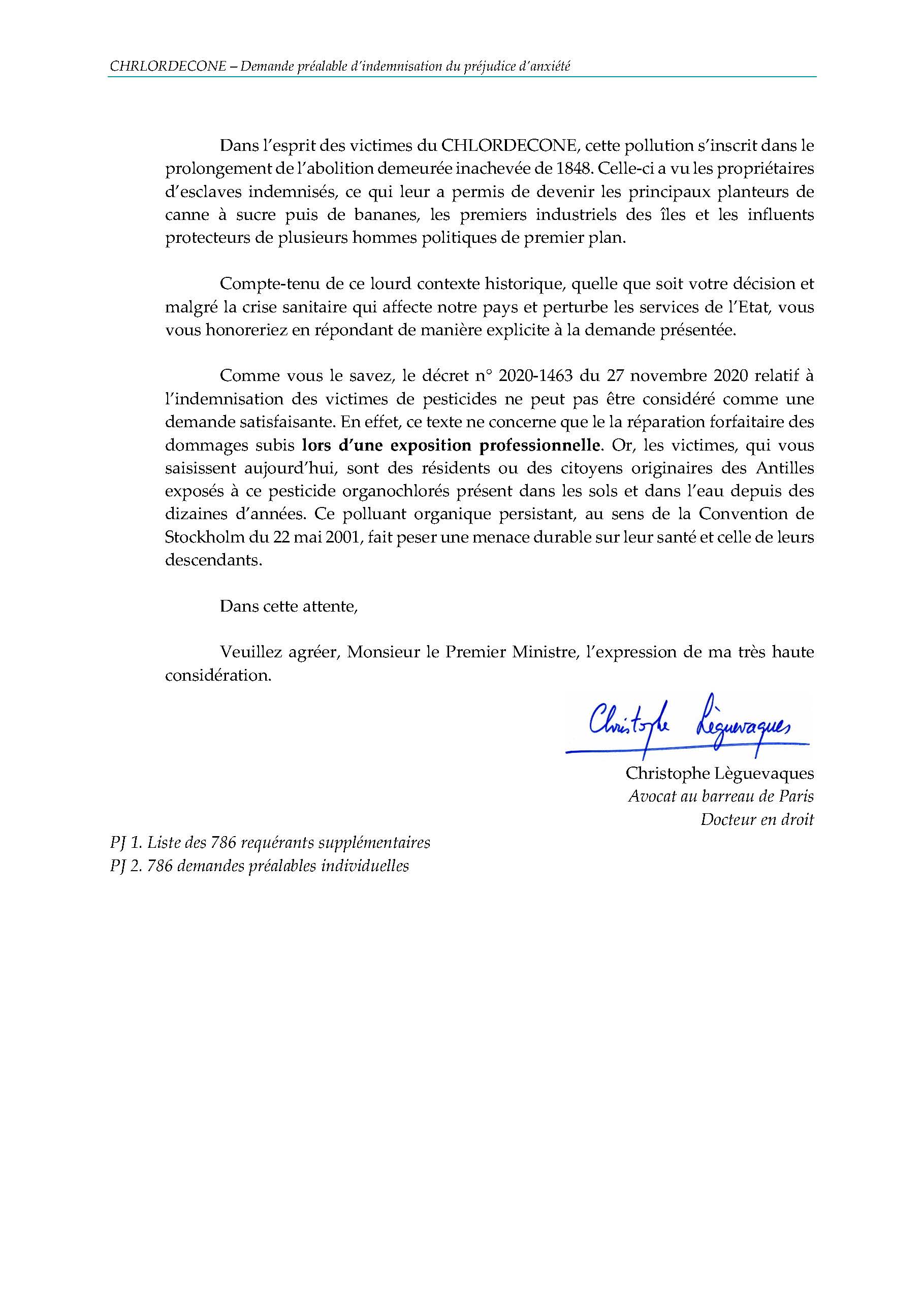 #Chlordecone : extraits de la lettre adressée ce jour à M. Jean Castex, premier ministre