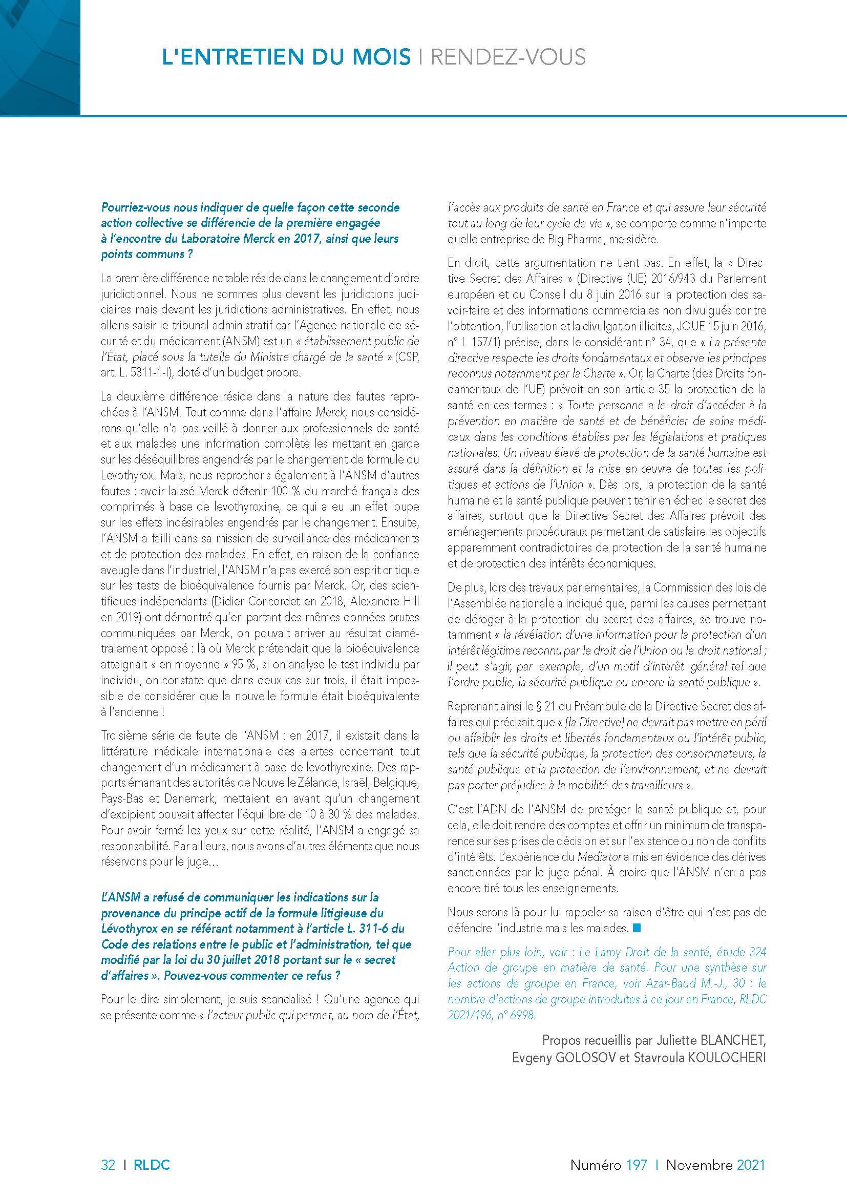 Nouveau recours collectif dans l’affaire du #Lévothyrox