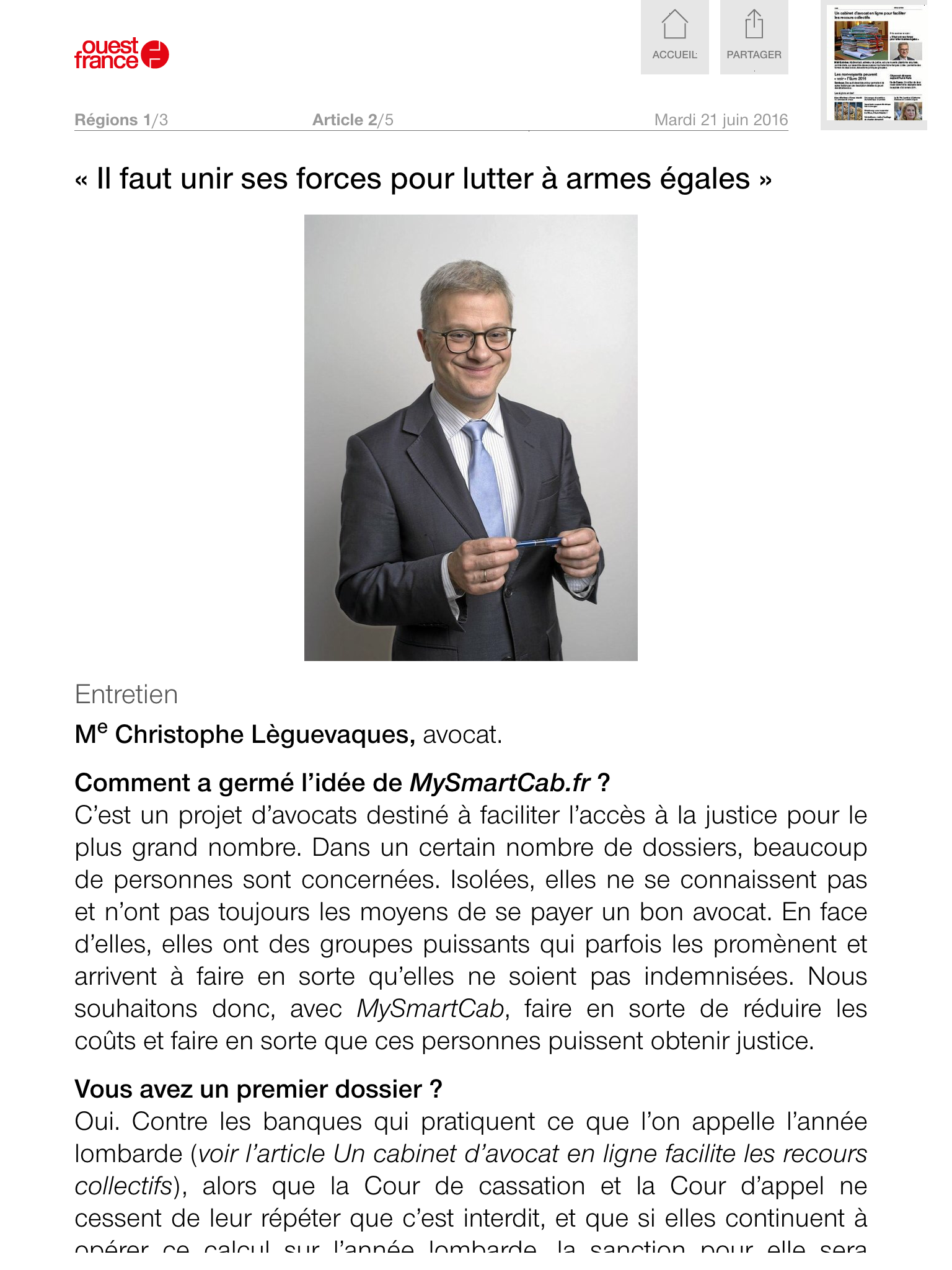 Ouest France présente mySMARTcab