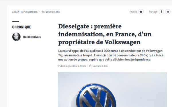 DIESELGATE : Me Charles Constantin-Valet confie à MySMARTcab la gestion de l'action collective conjointe