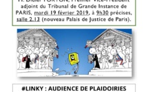 #LINKY : audience de plaidoirie TGI Paris mardi 19 février 2019 9h30